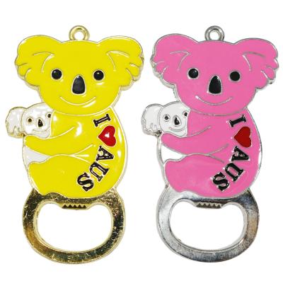 China Metal Viable Stereoscopic Fashion Cute Koala Bottle Opener Beer Opener Pink Wine Opener for sale