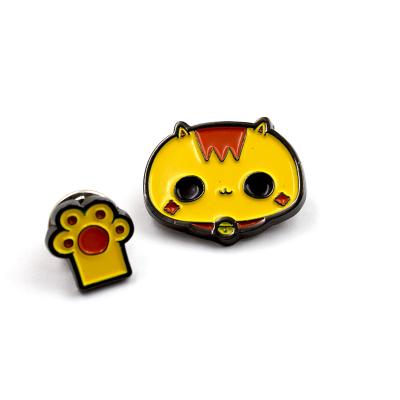 China Two Piece Set China Cute Yellow Mascot Cat Brooch Cat Paw Badge Pin Ornaments for sale