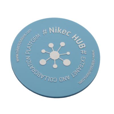 China Customized Viable Contracted Practical Popular Blue PVC Coasters for sale