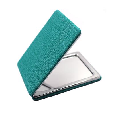 China Simple Rectangular Pure Green Portable Lighted Mirror Pocket Makeup Mirror for sale