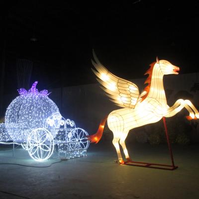 China 2022 newest handmade customize holiday decor christmas 3d decoration led blood horse carriage pattern lights for holiday lighting for sale