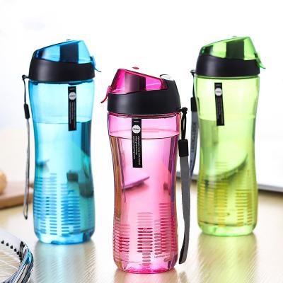 China Sustainable Fitness Sports Cup Plastic Water Bottles Clear Tritan Bottle With Rope Handle for sale