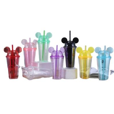 China Durable Double Wall Clear Drink Cups Insulated Travel Tumblers With Lid And Straw for sale