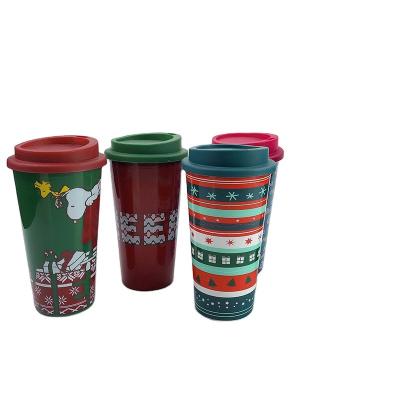 China Viable Custom Logo Wholesale Coffee Cups Promotional Reusable Plastic Coffee Cup With Lid for sale