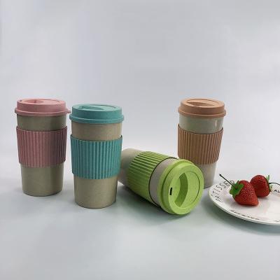 China Sustainable Reusable Custom Biodegradable Wheat Straw Plastic Travel Coffee Mug for sale