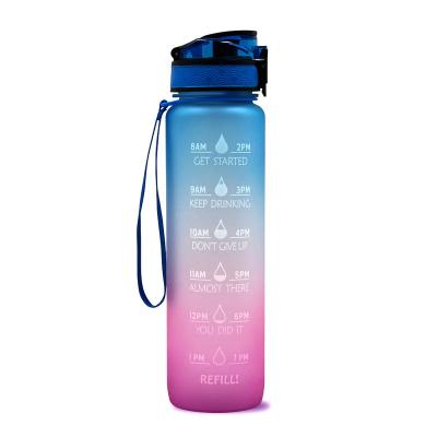 China 32oz Tritan Sports Sustainable Plastic Gym Drink Motivational Water Bottle With Time Marker Straw for sale