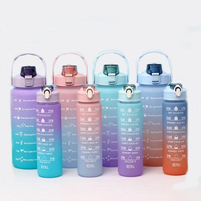 China Set 2000ml 800ml Viable Gradient Water Bottle 2pcs Gym Water Bottle Plastic Set for sale