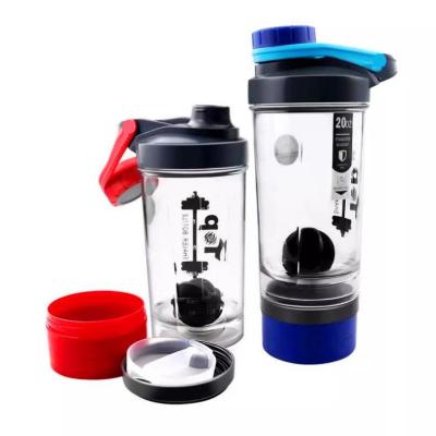 China 500ml Sport Water Bottles Shaker 3in1 Protein Shakers Viable GYM Protein Shaker Bottles With Mixer for sale