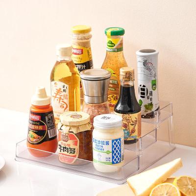 China Plastic Storage Shelf Spice Rack Kitchen Rack 3-Tier Spice Bottle Jar Stored Seasoning Organizer for sale