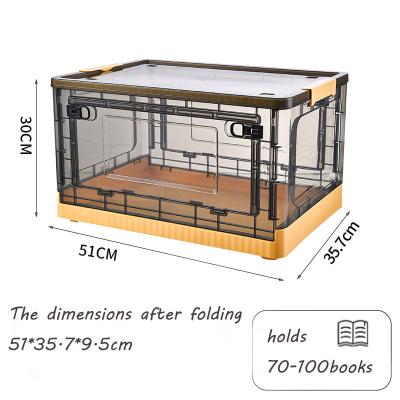 China Large Viable Clear Collapsible Plastic Storage Box Storage Bins Folding Container Organizer With Wheels for sale