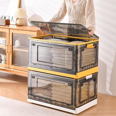 China Sustainable Wholesale Plastic Folding Box With Wheels Door Plastic Storage Box Container for sale