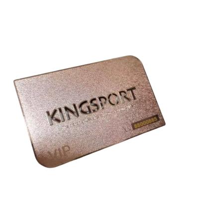 China Wholesaler/Retailer Cheap Etched Rose Gold Metal Card Mirror Metal Business Cards Frosted Stainless Steel Cards With Free Design for sale