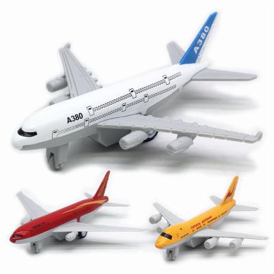 China Diecast Toy 13.7cm Alloy Pull Back Die Cast Air Plane Boeing A380 777 C919 Passenger Aircraft Model for sale