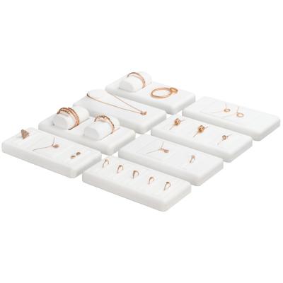 China White Jewelry Display FANXI Luxury Jewelry Display Trays Microfiber Ring Necklace Earring Window Shop Window Jewelry Display Dishes Showcase Set for sale