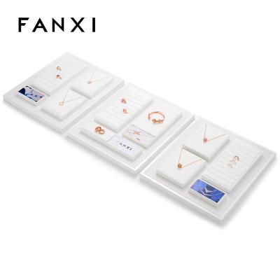 China Luxury Jewelry Display FANXI New Model Luxurious Jewelry Display Stand Set With High End Microfiber for sale