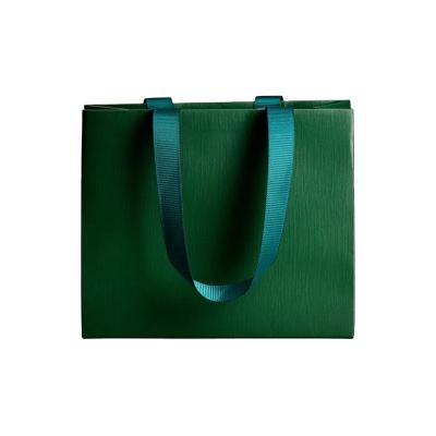 China Custom Dark Green Luxury Jewelry Drawstring Bag Jewelry Gift Pouch FANXI Gift Jewelry Shopping Packaging Paper Bag With Ribbon Handles for sale