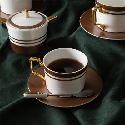 China Viable Bone China Coffee Tea Cups Set Elegant Colors Tableware Tableware Sets Porcelain Gold Cup for sale