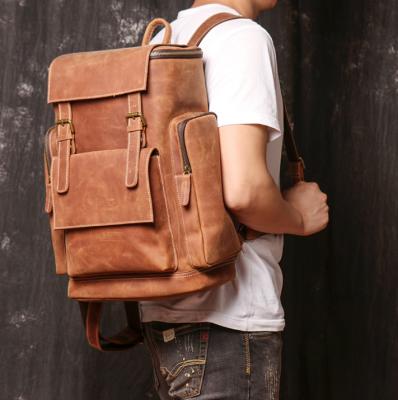 China 2022 strong and durable popular leather backpack men design rucksack business backpack men for sale