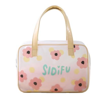 China Fashion PVC Small Shoulder Travel Bag Large Capacity Simple Swimming Bath Bag Cool Clear Wash Bag for sale