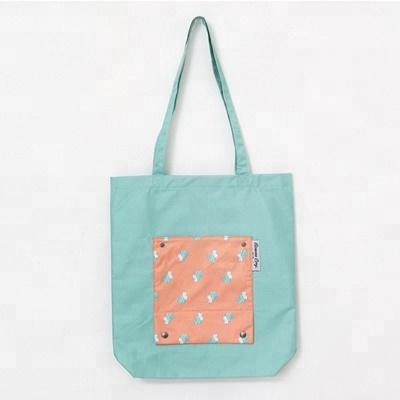 China Light Green Oxford Cartoon Folding Promotional Portable Shopping Bag Bags Waterproof Foldable Bag for sale