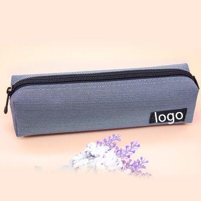 China Yiwu Large Capacity Canvas Cylinder Washable Light Gray Nylon Pencil Case for sale