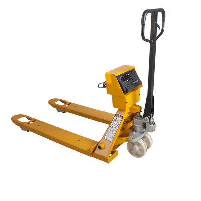 China Hotels Rescale Pallet Truck 2500kg 3000kg Polyurethane Wheel Pallet Jack Pallet Nylon Hand Truck for sale