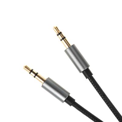 China aux cable wholesale good quality factory price car music system 1.2m male stereo 3.5mm metal jack speaker budi audio with MIC/speaker for sale