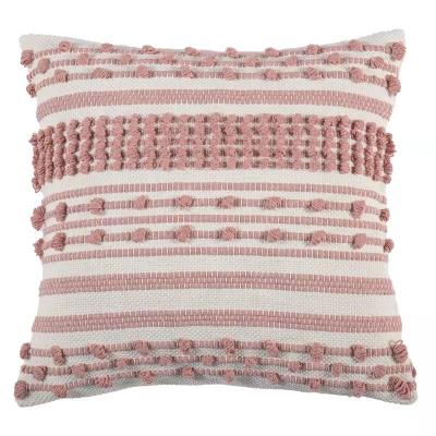 China Simple Cheersee Knotted Rope Cushion Girl Modern Design Black Pink Yellow Cute Stripe Woven Decor Pillow Cover With Three Dimensional for sale