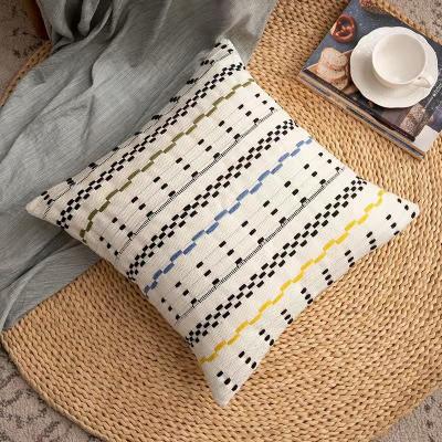 China Cheersee Girl Modern Design Simple Cute Stripe Woven Decor Decoration 100% Cotton Pillow Cover With Three Dimensional for sale