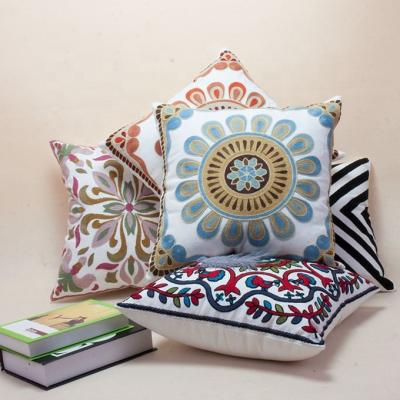 China New Turquoise Sunflower Machine Embroidery Orange Simple Design Decorative 100% Twill Cheersee Cotton Cushion Cover for sale