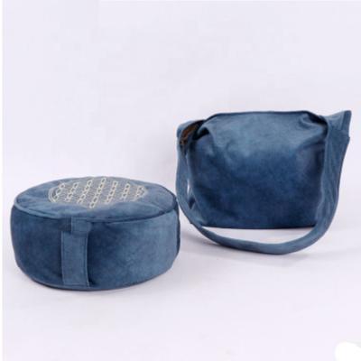 China Large Decorative Blue Floor Seat Cushion Yoga Round Seating Velvet Patio Swing Zafu Cheersee Meditation Cushion With Carry Bag for sale