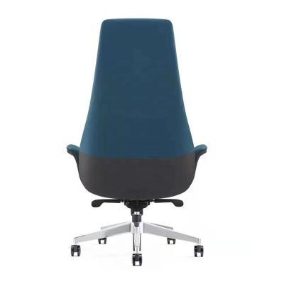 China Aerodynamic Blue Leather Office Chair Synthetic Rotating Tan Leather Executive Office Chair for sale