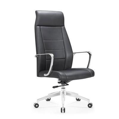 China Rotating Chair Office Manager Swivel Leather Desk Chair Office Chair Black Leather For Home Office for sale