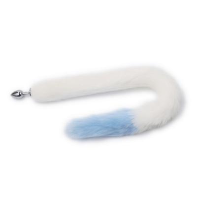 China Real Fur Tail Butt Plug Stainless Steel Hairy Fox Tail Anal Plug For Adults for sale