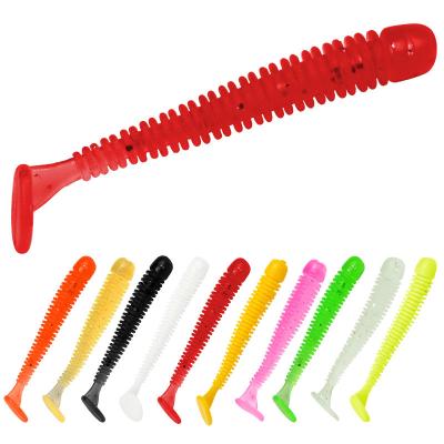 China Wholesale Wrom Lure Worm 0.7g Screw 5cm PVC Soft Lure Swimbait Soft Silicone Plastic High Quality Artificial Soft PVC Lure for sale