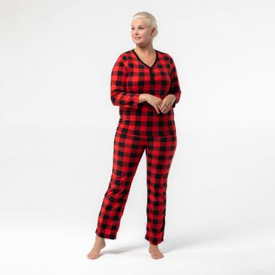 China Wholesale Cheap Custom Red Plaid Sleepwear Ladies Pajamas Summer Chinese Sleepwear QUICK DRY for sale