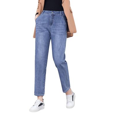 China Wholesale Hot Selling Straight Leg Jeans QUICK DRY For Women Pants Girls Classic Solid Custom Teen Regular Blue Pencil Denim Stretch for sale