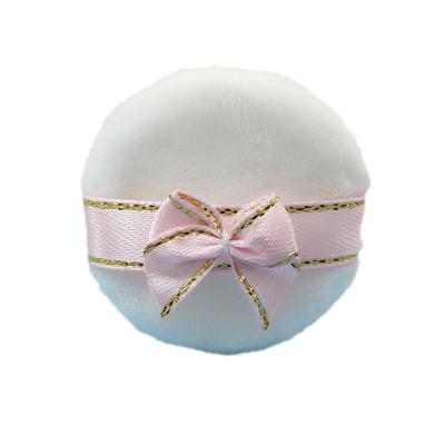 China Loose Powder/Blush/Gold Line Custom Size Makeup Foudation Puffs With Cute Private Label Bow For Kids for sale