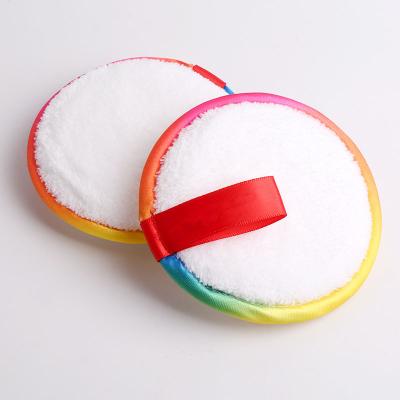 China Reusable Rounds Microfiber Makeup Remover Pads Rainbow Color Good Quality Face Cleansing Puff for sale