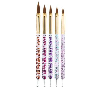 China 5pcs Dual Use Poly Gel Nail UV Brush Dotting Glitter Powder Nails Art Brush For Nail Extension for sale