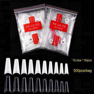 China Perfect Size Fitting 500pcs/bag Half Full Cover False Nail Tools Natural Clear Length Flat Ballerina False Coffin Nail Art Tips for sale