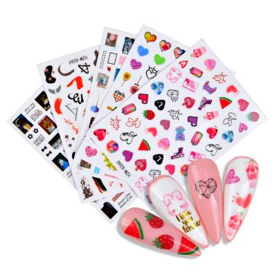 China 3d Nail Art DIY Decoration Stickers DIY Heart Eyes Nail Decals Cute Animal Bear Flower Nail Sticker For Kids Manicure Decor for sale