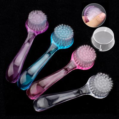 China NAIL Around Long Handle Nail Art Brushes Scrub Manicure Nail Dust Powder Removal Polishing Brush for sale