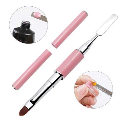 China DIY Nail Tools Double-Ended Poly Gel Nail Brush Picker 2 In 1 Designs Acrylic Nail Brushes Stainless Steel Nail Tool For UV Gel Extension for sale