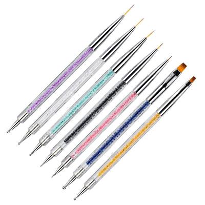 China Nail Art Dotting Tools+drawing Pen 7 Pieces Nail Art Liner Brushes Painting Nail Crystal Brush Pen Nylon Brush Pen Dotting Drawing Gel UV Acrylic Nail Design for sale