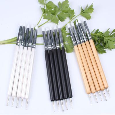 China NAIL Sculpting Clay Tools 5pcs Dotting Tool Rubber 2 Way Silicone Brushes Carving For DIY Nail Art Craft Wax Pen for sale