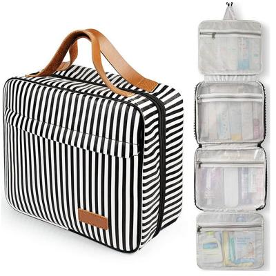 China Laser Cut High Quality Black Waterproof Women's Cosmetics Organizer Storage Ladies Premium Travel Kit Toiletry Bag Hanging Bag High Quality Large for sale