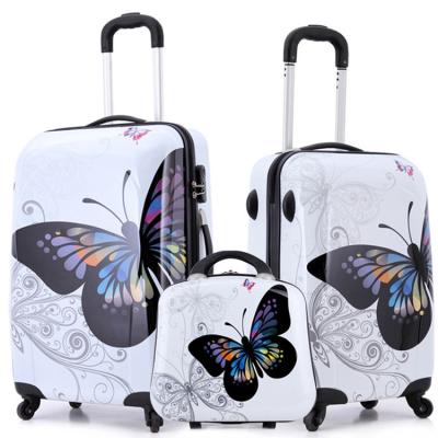 China Fashionable ABS 4 Wheels Business Filter Frames Polyester Luggage Set Travel Bags Trolley Suitcase Set for sale