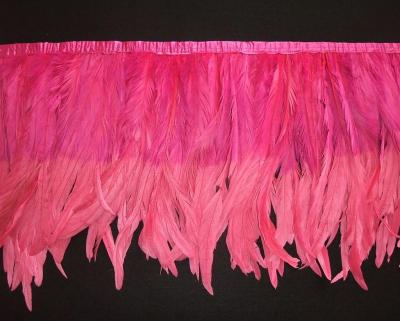 China Decorations Party Decoration Ribbon Satin Two Tone Color Rooster Hull Feather Fringe Trim for sale