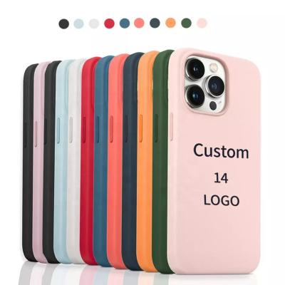 China Hot Selling Amazon Shockproof Silicone Liquid Case For iPhone With Logo Soft Cover Designer Custom Phone Case For iPhone 14 13 12 Pro Max for sale